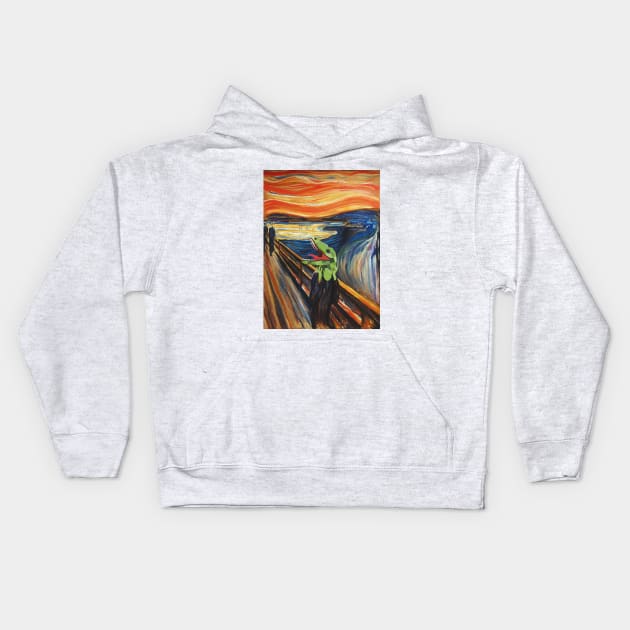 Skrik The Scream of Velociraptor Kids Hoodie by RobyL